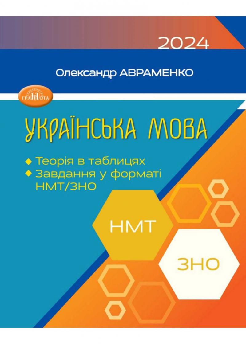 Авраменко НМТ ЗНО 2024 Теорія в таблицях Завдання в тестовій формі - НМТ -  ЗНО