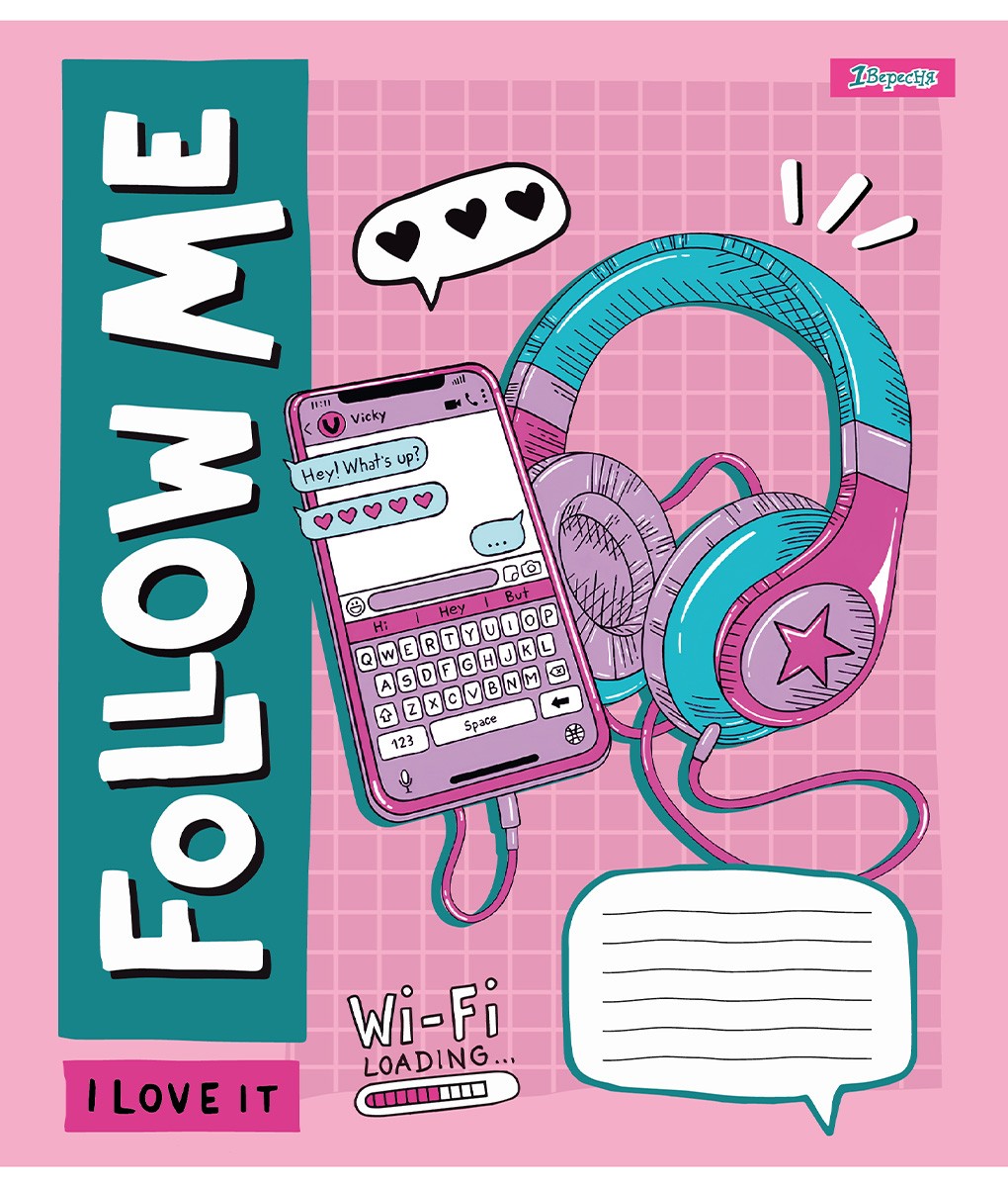 Зошит шкільний 18 аркушів клітинка 1 вересня Follow me