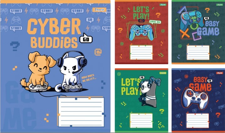 Зошит шкільний 12 аркушів клітинка Let's Play 1 Вересня