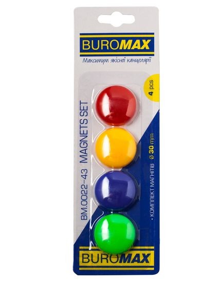 Магніт для дошки 4 штук BM0022-43 Buromax D3см