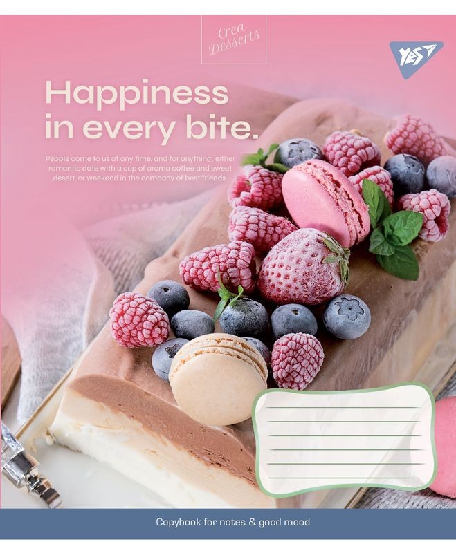 Зошит шкільний 96 аркушів клітинка YES Desserts