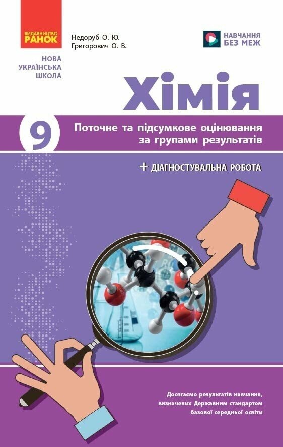 Хімія 9 клас Поточне та підсумкове оцінювання за групами результатів + діагностувальна робота НУШ