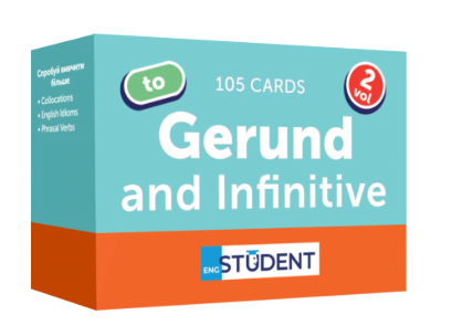 Картки англійських слів Gerund and Infinitive vol.2 Рівень А2-В1 105 карток English Student