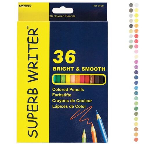 Кольорові олівці Marco 36 кольорів Superb writer