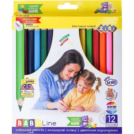 Кольорові олівці ZiBi 12 кольорів Baby Line