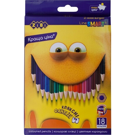 Кольорові олівці ZiBi 18 кольорів Smart Line.j