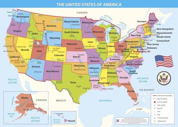 Карта США Плакат