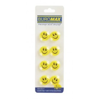 Комплект магнітів Buromax Smile 20 мм 8 шт