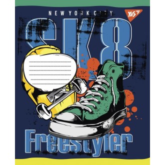 Зошит шкільний 12 аркушів клітинка Skates Yes