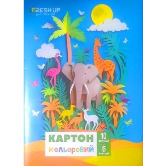 Кольоровий картон А4 Fresh up 10 аркушів 6 кольорів
