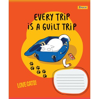 Зошит шкільний 12 аркушів коса лінія 1 вересня Love cats